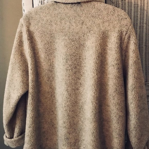 ORVIS  FLEECE JACKET Ivory  Grey Button down Size L - Picture 4 of 4